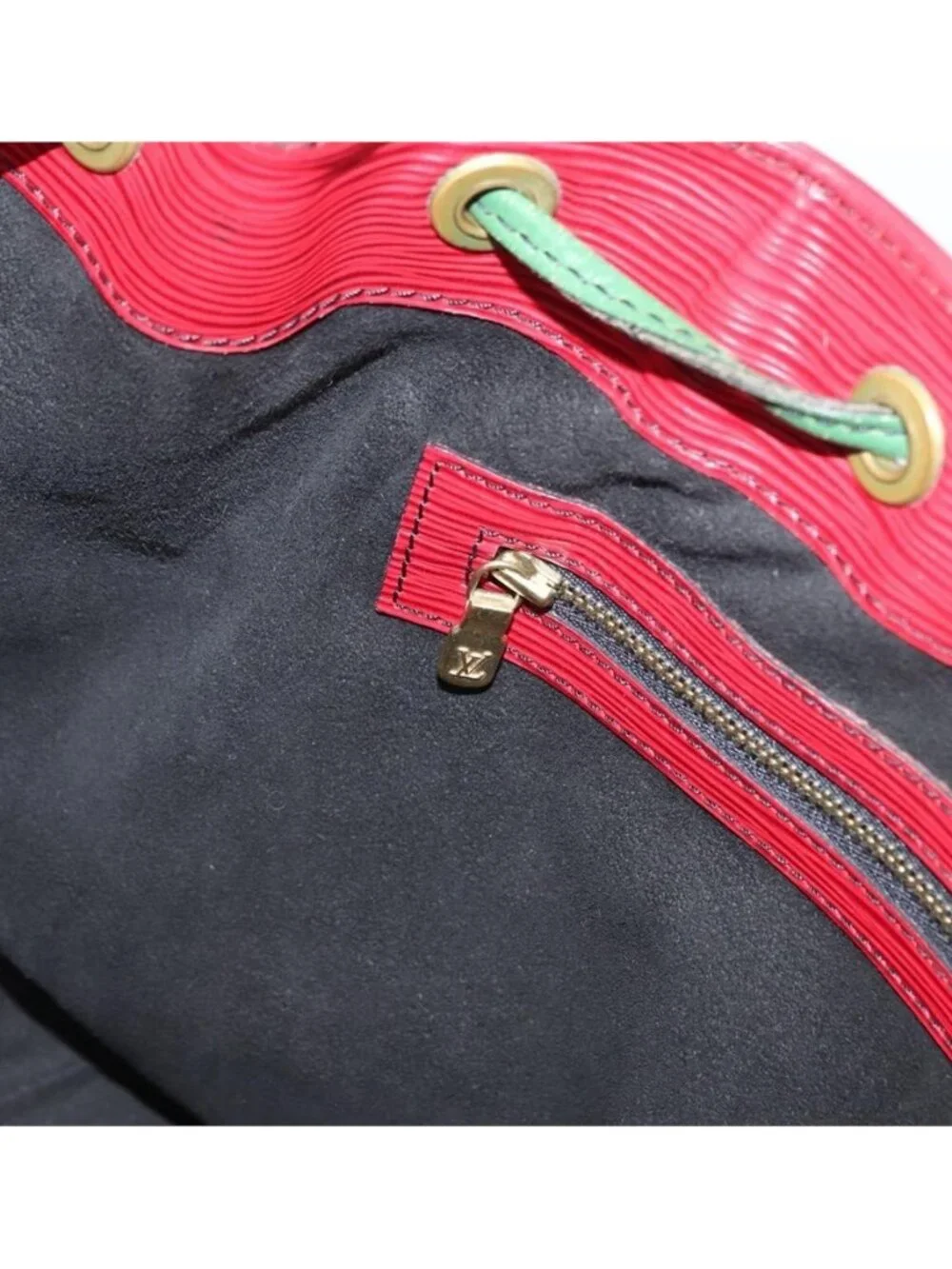 Authentic LOUIS VUITTON Epi Petit Noe Shoulder Bag Bicolor Green Red LV